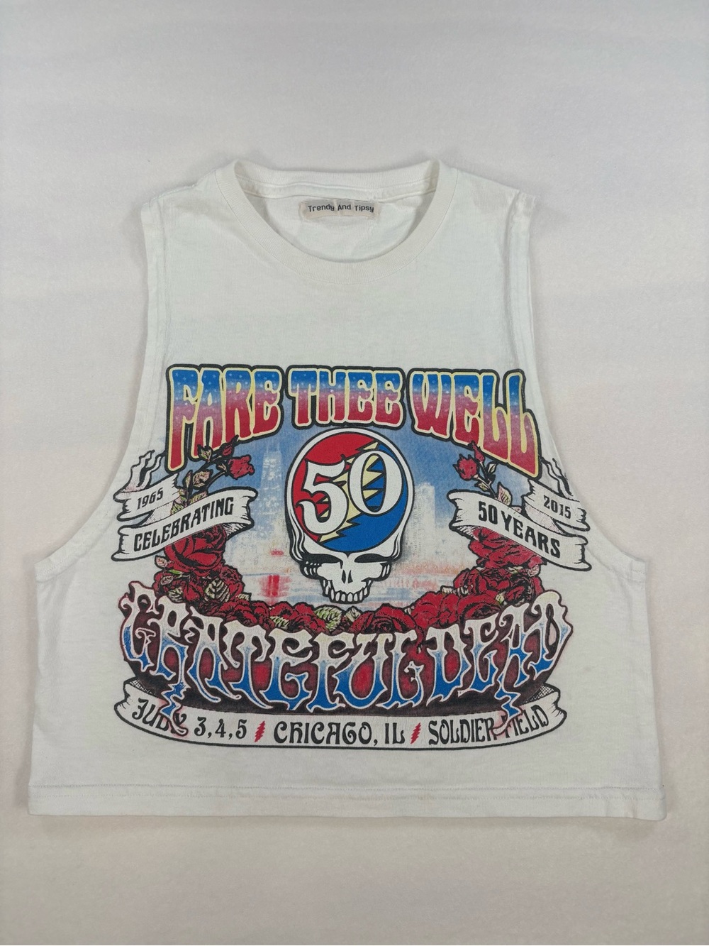 Trendy & Tipsy Grateful Dead Fare Thee Well Crop Tank Festival Graphic Band Tee